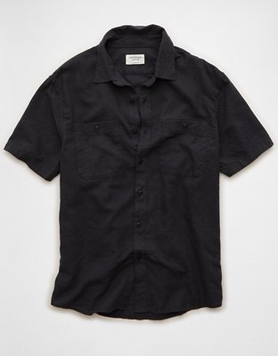 AE Standard Fit Linen-Blend Button-Up Shirt