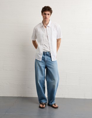 AE Standard Fit Linen-Blend Button-Up Shirt