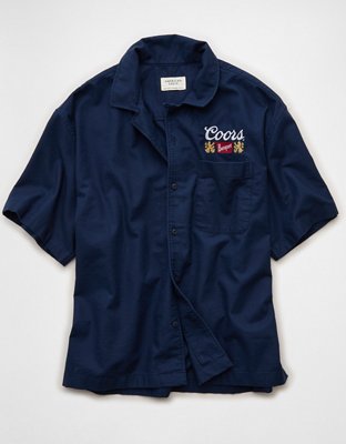 AE Relaxed Coors Light Camp Collar Button-Up Shirt