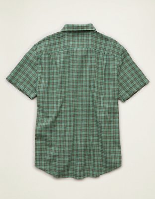 AE Standard Fit Linen-Blend Short-Sleeve Button-Up Shirt