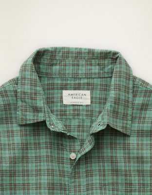 AE Standard Fit Linen-Blend Short-Sleeve Button-Up Shirt