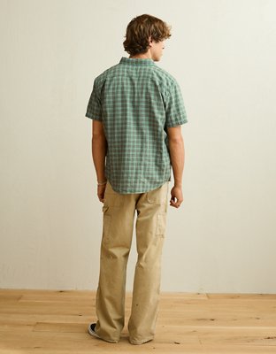 AE Standard Fit Linen-Blend Short-Sleeve Button-Up Shirt