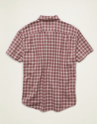 Chemise boutonnée à manches courtes en mélange de lin coupe standard AE