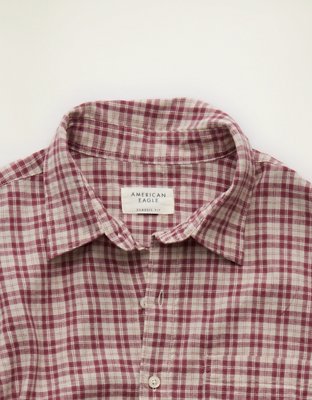 AE Standard Fit Linen-Blend Short-Sleeve Button-Up Shirt