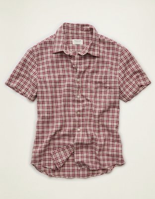 AE Standard Fit Linen-Blend Short-Sleeve Button-Up Shirt