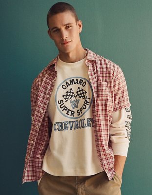 AE Standard Fit Linen-Blend Short-Sleeve Button-Up Shirt