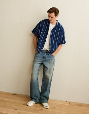 AE Relaxed Fit Camp Collar Button-Up Shirt