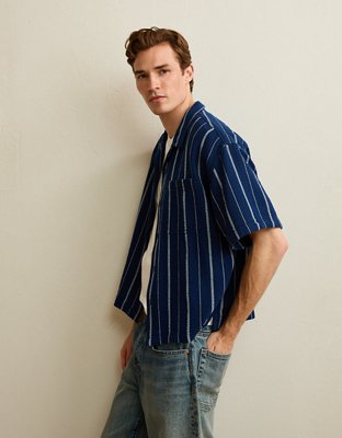 AE Relaxed Fit Camp Collar Button-Up Shirt
