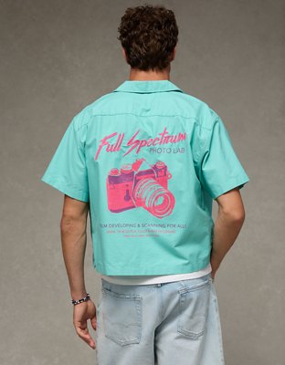 AE Pride Relaxed Fit Oxford Camp Collar Button-Up Shirt