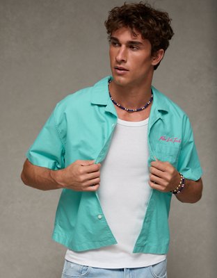 AE Pride Relaxed Fit Oxford Camp Collar Button-Up Shirt