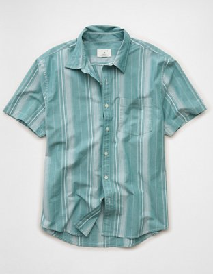 AE Standard Fit Poplin Short-Sleeve Button-Up Shirt Men's Green M