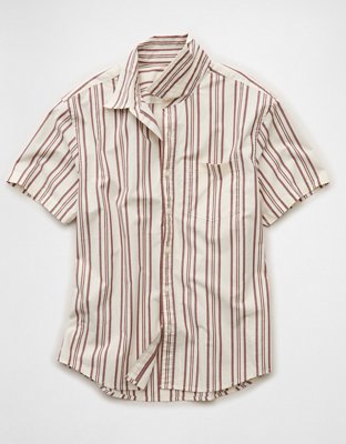 AE Standard Fit Poplin Short-Sleeve Button-Up Shirt Men's Red XXXL