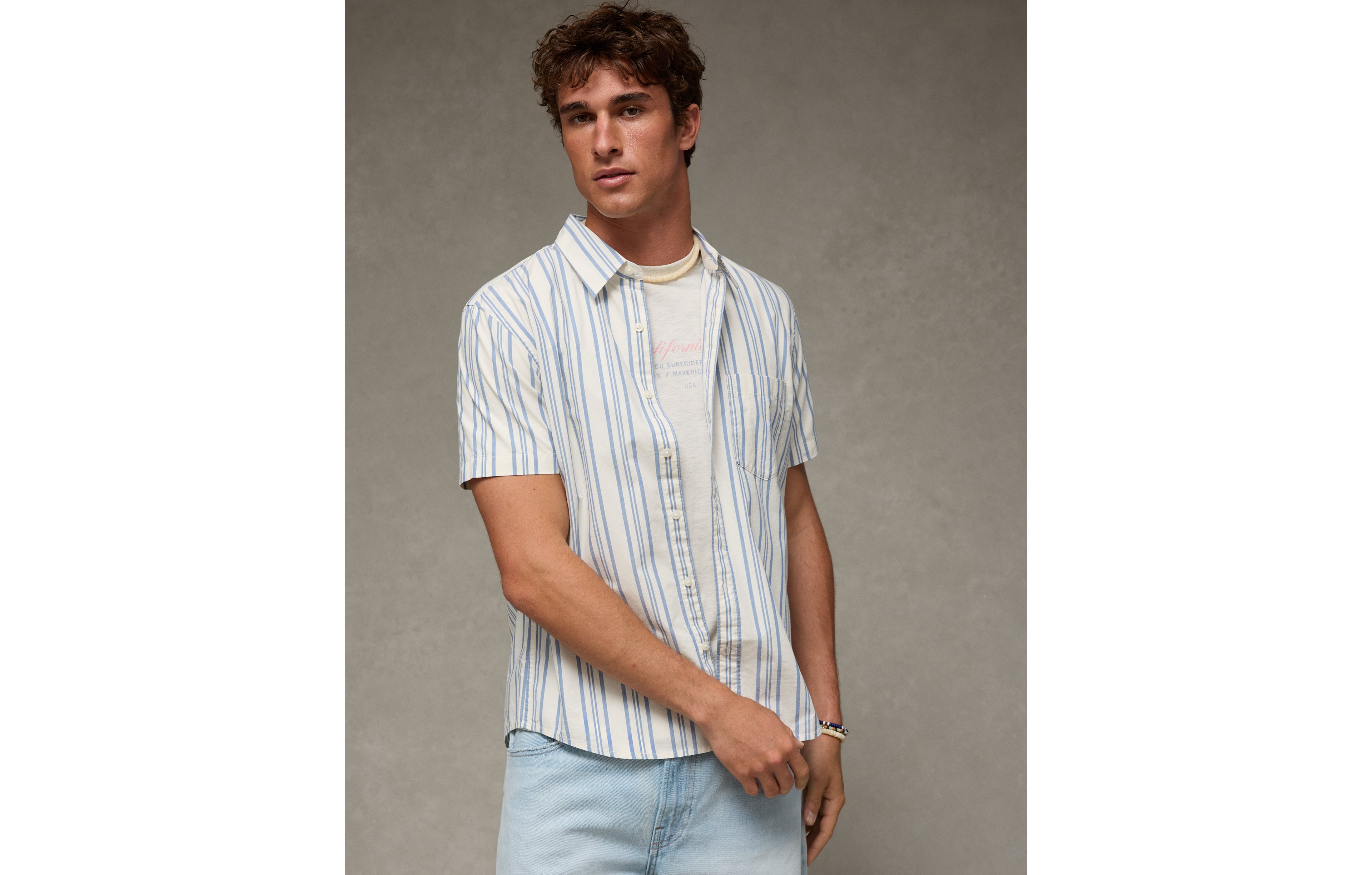 AE Slim Fit Poplin Short-Sleeve Button-Up Shirt