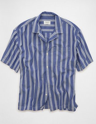 AE Relaxed Camp Collar Button-Up Shirt