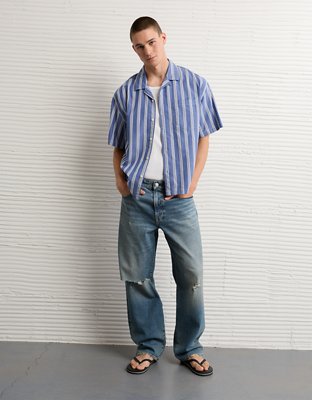 AE Relaxed Camp Collar Button-Up Shirt