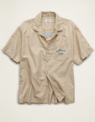 AE Relaxed Fit Camp Collar Button-Up Shirt