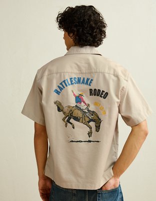 AE Relaxed Fit Camp Collar Button-Up Shirt