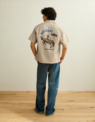 AE Relaxed Fit Camp Collar Button-Up Shirt