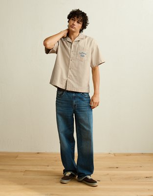 AE Relaxed Fit Camp Collar Button-Up Shirt