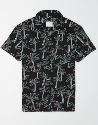 AE Tropical Print Short-Sleeve Button-Up Shirt