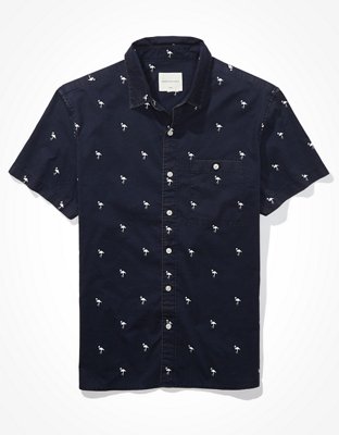 AE Printed Short-Sleeve Button-Up Shirt