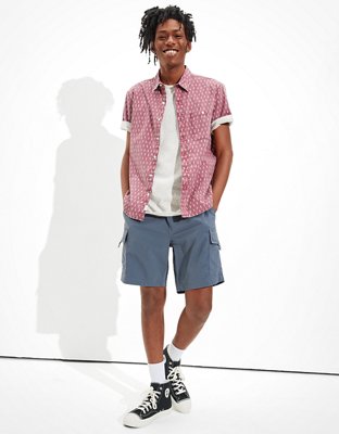 AE Printed Short-Sleeve Button-Up Shirt