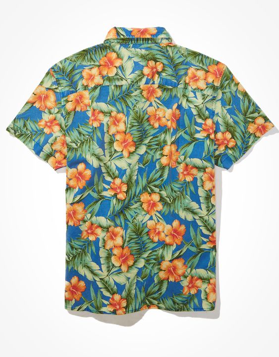 AE Floral Short-Sleeve Button-Up Shirt