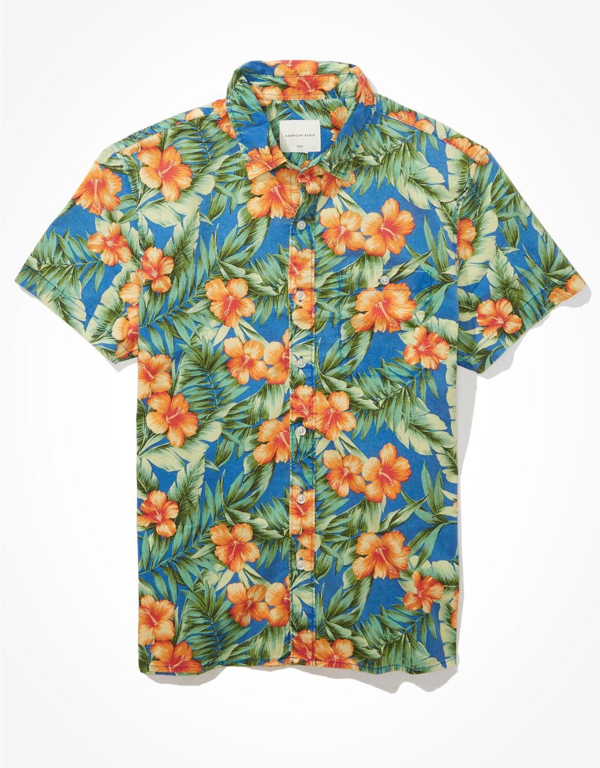 AE Floral Short-Sleeve Button-Up Shirt