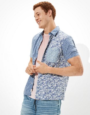 Мужские рубашки American Eagle AE Floral Short-Sleeve Button-Up Shirt — фото 2