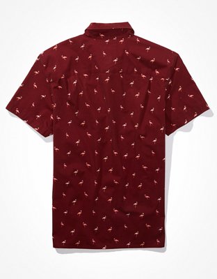 Мужские рубашки American Eagle AE Flamingo Short-Sleeve Button-Up Shirt — фото 4