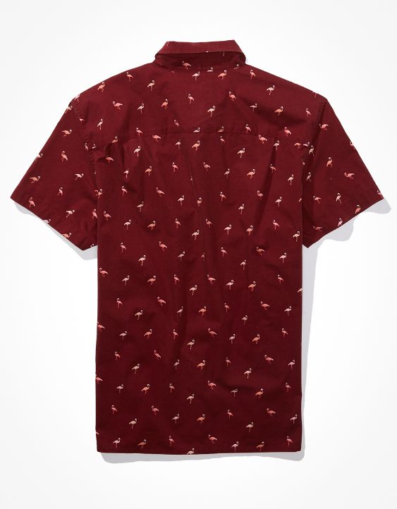 AE Flamingo Short-Sleeve Button-Up Shirt