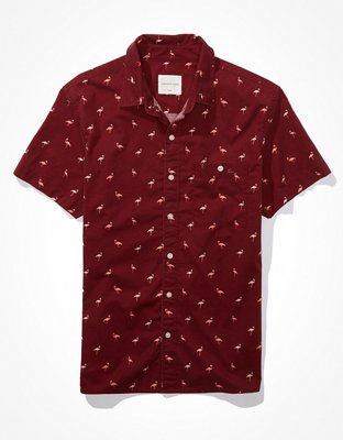 AE Flamingo Short-Sleeve Button-Up Shirt