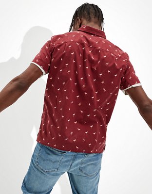AE Flamingo Short-Sleeve Button-Up Shirt