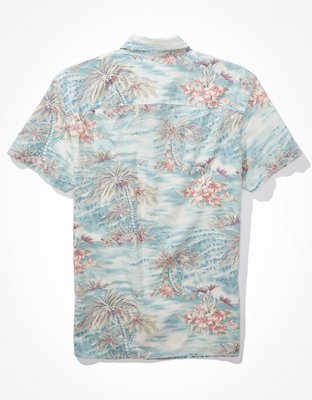 Мужские рубашки American Eagle AE Hawaiian Short-Sleeve Button-Up Shirt — фото 4