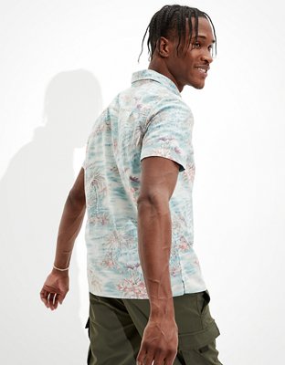 Мужские рубашки American Eagle AE Hawaiian Short-Sleeve Button-Up Shirt — фото 3