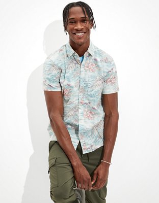 Мужские рубашки American Eagle AE Hawaiian Short-Sleeve Button-Up Shirt — фото 2