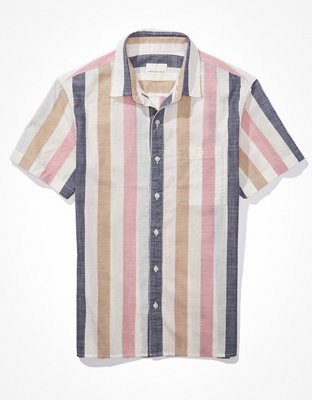 AE Striped Short-Sleeve Button-Up Shirt