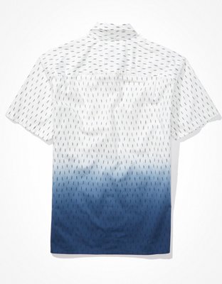 Мужские рубашки American Eagle AE Dip-Dye Short-Sleeve Button-Up Shirt — фото 4