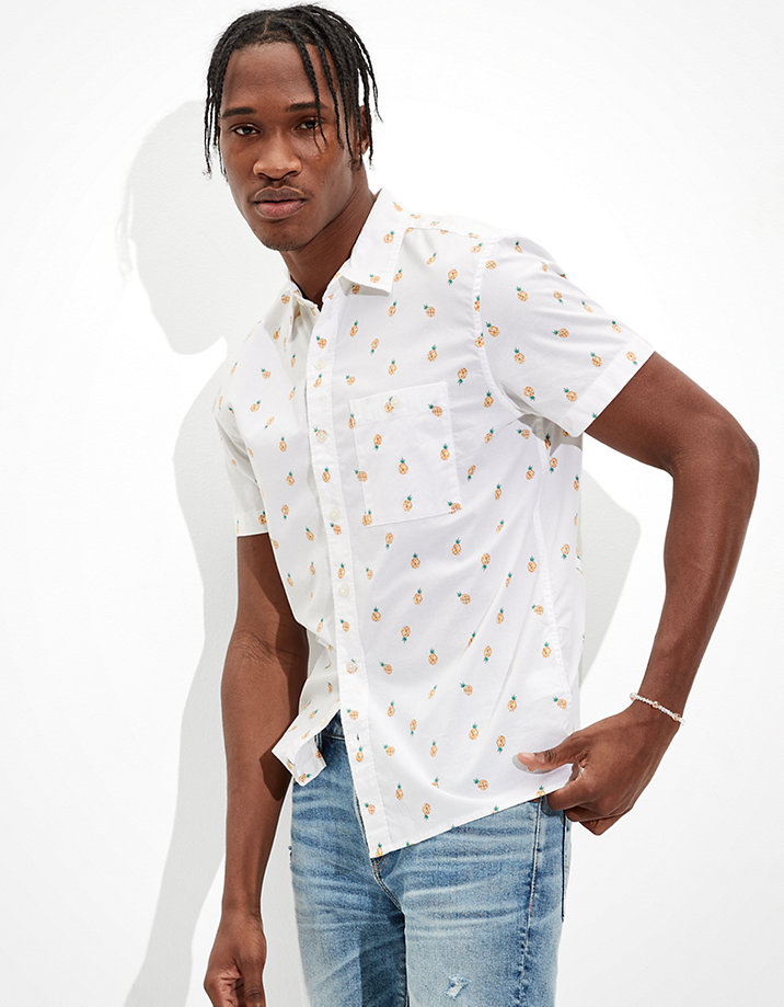 AE Pineapple Short-Sleeve Button-Up Shirt
