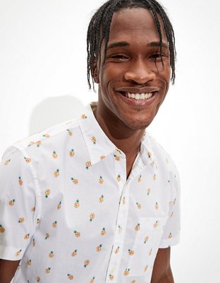 AE Pineapple Short-Sleeve Button-Up Shirt