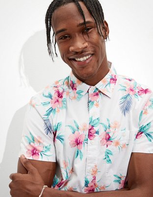 AE Hawaiian Short-Sleeve Button-Up Shirt