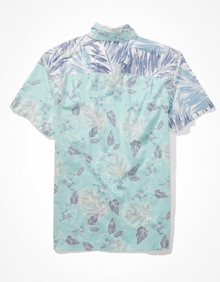 AE Camisa manga corta abotonada con estampado hawaiano