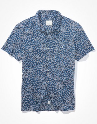 AE Printed Short-Sleeve Button-Up Shirt