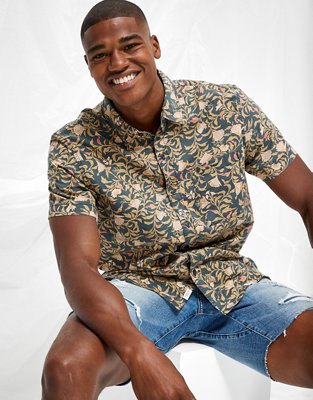 AE Floral Short-Sleeve Button-Up Shirt