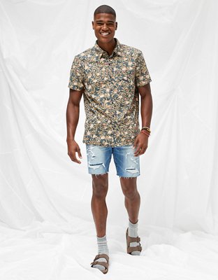 AE Floral Short-Sleeve Button-Up Shirt