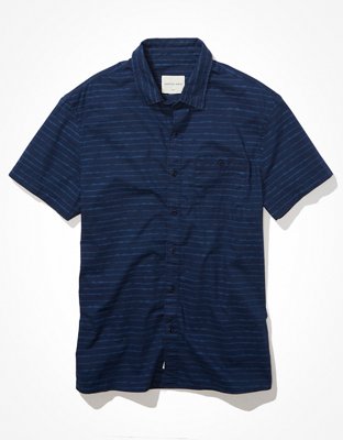 AE Striped Short-Sleeve Button-Up Shirt