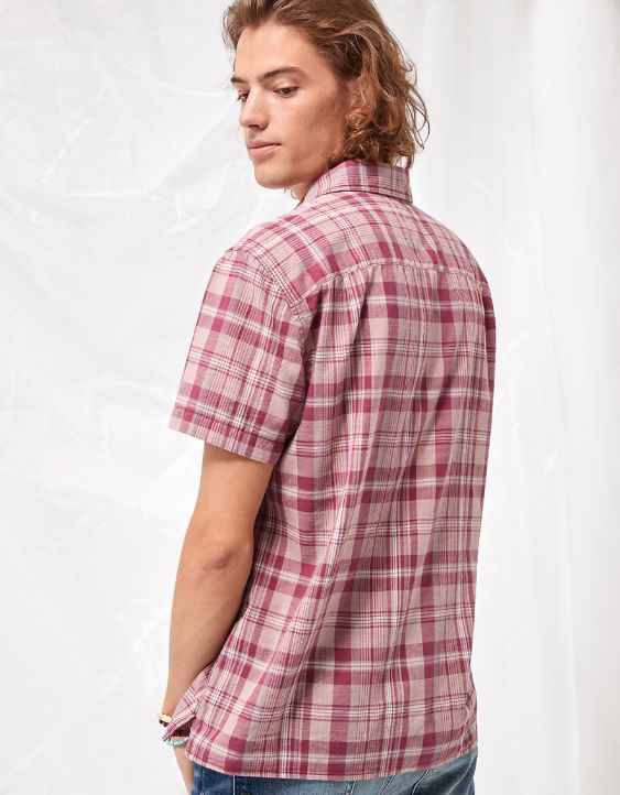 AE Plaid Short-Sleeve Button-Up Shirt
