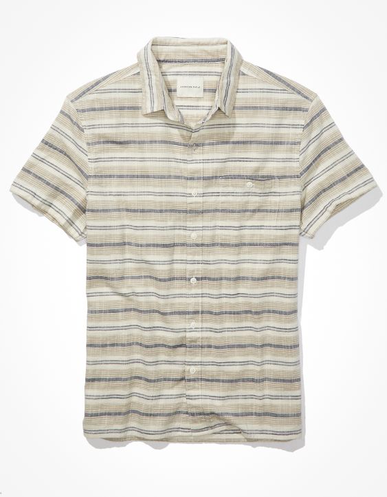 AE Striped Short-Sleeve Button-Up Shirt