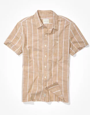 AE Striped Short-Sleeve Button-Up Shirt