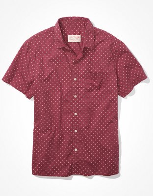 Wrangler Men's Painted Desert Long Sleeve Solid Button Down Shirt - Red